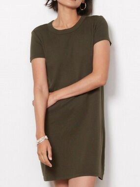 Michael Stars Betty Dress Small Olive Green T Shirt Dress Cotton Minimalist